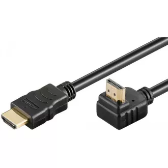 PremiumCord HDMI High Speed+Ethernet kábel, pozlátený zahnutý konektor 270 ° 1m