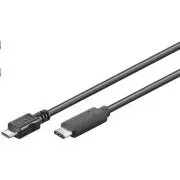 PremiumCord Kábel USB 3.1 konektor C/male - USB 2.0 Micro-B/male, čierny, 0, 6m