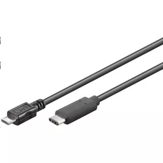 PremiumCord Kábel USB 3.1 konektor C/male - USB 2.0 Micro-B/male, čierny, 0, 6m