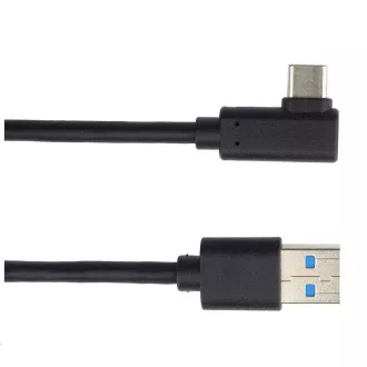 PREMIUMCORD Kábel USB typ C/M zahnutý konektor 90 ° - USB 3.0 A/M, 3m