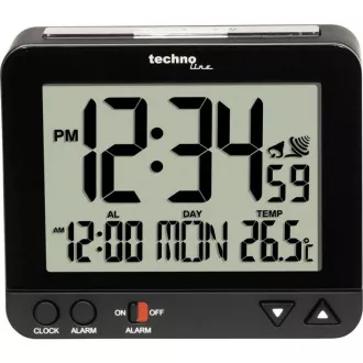 TechnoLine WT 195 - digitálny budík čierny s teplomerom