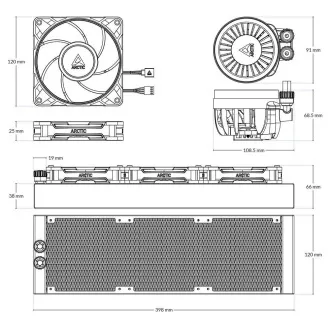 ARCTIC Vodný chladič Liquid Freezer III 360 Pre ARGB, 3x120mm, AM5, LGA1851, biela