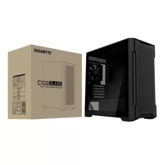 GIGABYTE case GB-C102G, Mid Tower, 2x USB3.0, Priehľadná bočnica, 2x 120mm Fan, čierna