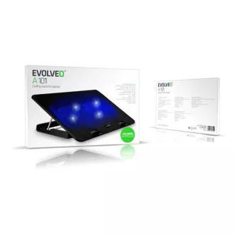 EVOLVEO Chladiaca podložka pre NTB A101, až 17", 2x 120mm Ventilátor, Modré podsvietenie, čierna