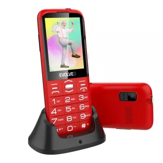 EVOLVEO EasyPhone XO, mobilný telefón pre seniorov s nabíjacím stojanom, červená
