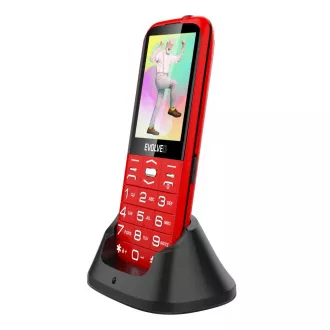 EVOLVEO EasyPhone XO, mobilný telefón pre seniorov s nabíjacím stojanom, červená
