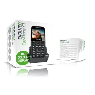 EVOLVEO EasyPhone XR, mobilný telefón pre seniorov s nabíjacím stojanom, čierna