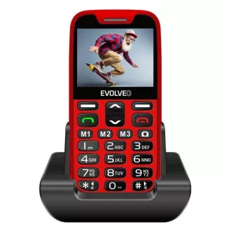 EVOLVEO EasyPhone XR, mobilný telefón pre seniorov s nabíjacím stojanom, červená
