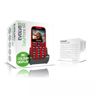 EVOLVEO EasyPhone XR, mobilný telefón pre seniorov s nabíjacím stojanom, červená