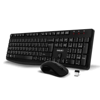 EVOLVEO Set klávesnice a myši K1050, Bezdrôtové 2.4GHz, US INTL, čierna