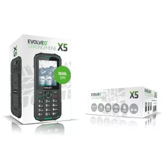 EVOLVEO StrongPhone X5, vodotesný odolný Dual SIM telefón, čierno-zelená