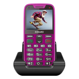 EVOLVEO EasyPhone XR, mobilný telefón pre seniorov s nabíjacím stojanom, ružová