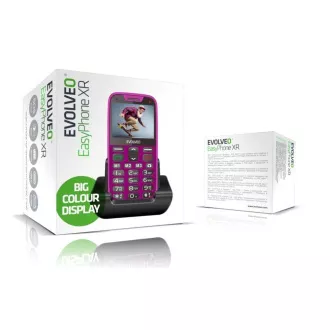 EVOLVEO EasyPhone XR, mobilný telefón pre seniorov s nabíjacím stojanom, ružová