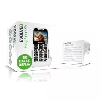 EVOLVEO EasyPhone XR, mobilný telefón pre seniorov s nabíjacím stojanom, biela