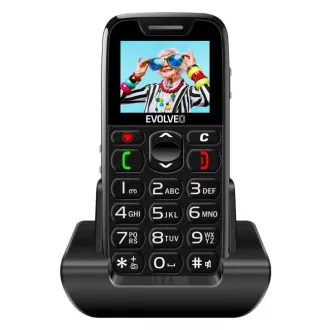 EVOLVEO EasyPhone, mobilný telefón pre seniorov s nabíjacím stojanom, čierny