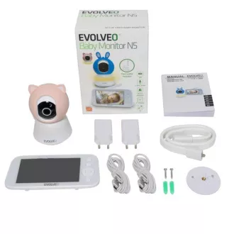 EVOLVEO Baby Monitor N5, Set videoopatrovateľky s 360 ° dohľadom, obojsmernou komunikáciou a uspávankami, ružová EVOLVEO Baby Monitor N5, Set videoopatrovateľky s 360 ° dohľadom, obojsmernou komunikáciou a uspávankami, ružová