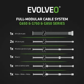 EVOLVEO G650 zdroj 650W, 80+ GOLD, ATX 3.1, aPFC, 140 mm ventilátor EVOLVEO G650 zdroj 650W, 80+ GOLD, ATX 3.1, aPFC, 140 mm ventilátor