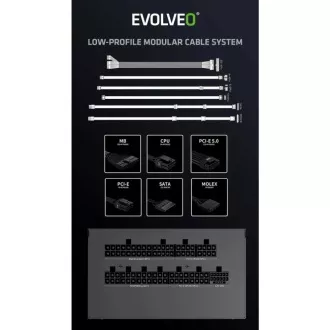 EVOLVEO G650 zdroj 650W, 80+ GOLD, ATX 3.1, aPFC, 140 mm ventilátor EVOLVEO G650 zdroj 650W, 80+ GOLD, ATX 3.1, aPFC, 140 mm ventilátor