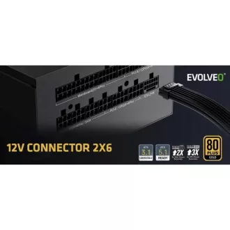 EVOLVEO G850 zdroj 850W, 80+ GOLD, ATX 3.1, aPFC, 140 mm ventilátor