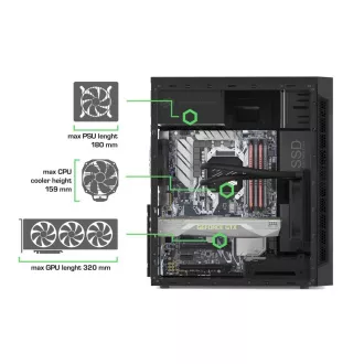 SilentiumPC skriňa MidT Armis AR1 Pure Black / čítačka SD / 2x USB 3.0 / 1x 80mm fan / čierna SilentiumPC skriňa MidT Armis AR1 Pure Black / čítačka SD / 2x USB 3.0 / 1x 80mm fan / čierna
