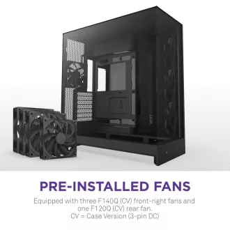NZXT skriňa H9 Flow dvojkomorová ATX / 4x140mm fan / až 10xfan / perforovaný top / preskl. bočnice, front / čierna