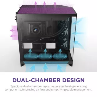 NZXT skriňa H9 Flow dvojkomorová ATX / 4x140mm fan / až 10xfan / perforovaný top / preskl. bočnice, front / čierna