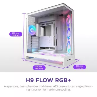 NZXT skriňa H9 Flow ARGB dvojkomorová ATX / 3xRGB 140 mm / 1x 120mm fan / presklená / biela