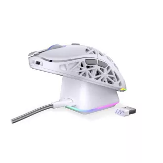 Endorfy Herná myš LIV Plus Wireless Onyx White, Bezdrôtová, ARGB, biela