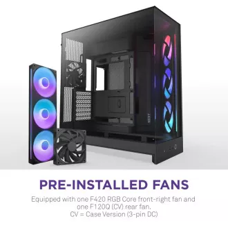 NZXT skriňa H9 Flow RGB dvojkomorová ATX / 1x140 RGB mm / 1x 120mm RGB fan / presklená / čierna
