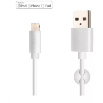 FIXED dátový a nabíjací kábel, USB-A -> Lightning (MFI), 20 W, dĺžka 1 m, biela