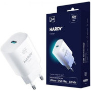 3mk cestovná nabíjačka HARDY Charger 33W, GaN 1x USB-C (PD) pre Apple, biela