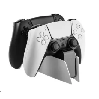 FIXED dobíjacia stanica pre dva bezdrôtové ovládače DualSense PlayStation 5, čierno-biela