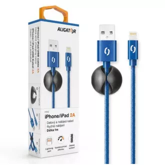 ALIGATOR dátový kábel PREMIUM 2A, Lightning, modrá