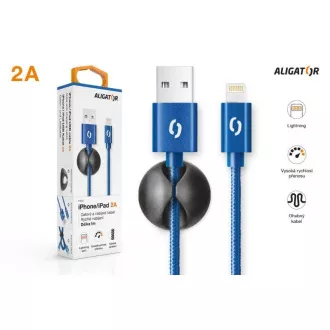 ALIGATOR dátový kábel PREMIUM 2A, Lightning, modrá