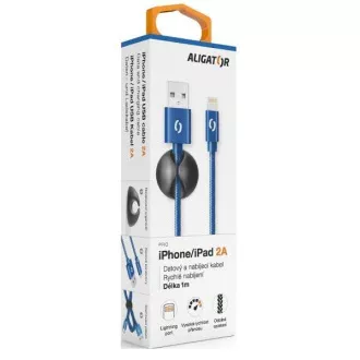 ALIGATOR dátový kábel PREMIUM 2A, Lightning, modrá