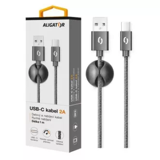 ALIGATOR dátový kábel PREMIUM 2A, USB-C, čierna