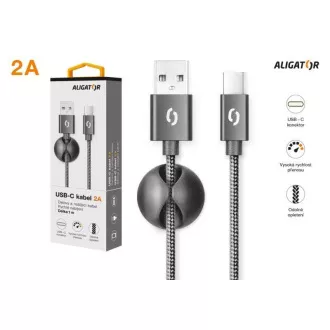 ALIGATOR dátový kábel PREMIUM 2A, USB-C, čierna