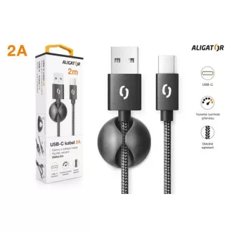 ALIGATOR dátový kábel PREMIUM 2A, USB-C, dĺžka 2 m, čierna ALIGATOR dátový kábel PREMIUM 2A, USB-C, dĺžka 2 m, čierna