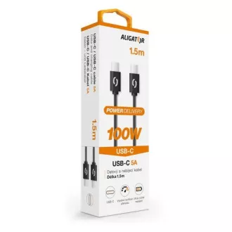 ALIGATOR dátový kábel POWER 100W, USB-C/USB-C 5A, dĺžka 1, 5 m, čierna ALIGATOR dátový kábel POWER 100W, USB-C/USB-C 5A, dĺžka 1, 5 m, čierna