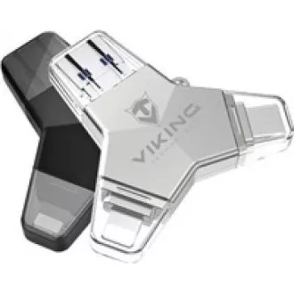 Viking USB Flash disk 3.0 4v1 s koncovkou Lightning/Micro USB/USB/USB-C, 32 GB, čierna