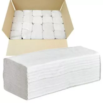 Uteráky pap. ZZ 2vrs. biele 100% celulóza 23x21cm 20x150ks=3000ks v krab