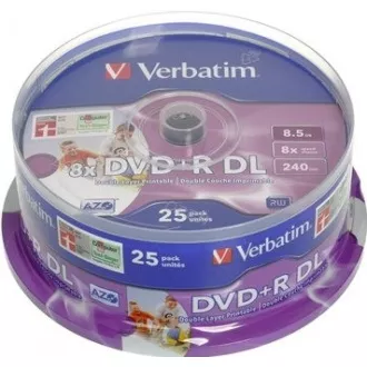 VERBATIM DVD+R(25-pack)/Spindle Double Layer 8X 8.5GB Inkjet Printable