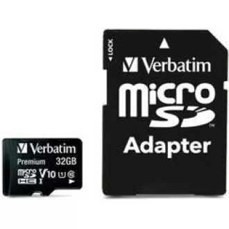 VERBATIM MicroSDHC karta 32GB Premium, U1 + SD adaptér