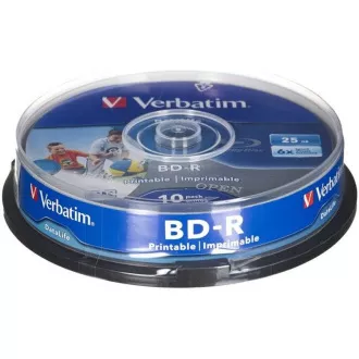 VERBATIM BD-R SL Datalife HTL (10-pack) Blue-Ray/Spindle/6x/25GB Wide Printable