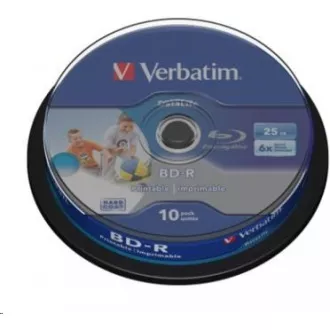 VERBATIM BD-R SL Datalife HTL (10-pack) Blue-Ray/Spindle/6x/25GB Wide Printable