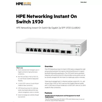 HPE Networking Instant On Switch 8p Gigabit 2p SFP (fanless) 1930