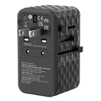 VERBATIM Univerzálny cestovný adaptér nabíjačka UTA-06 GaN III, 100W