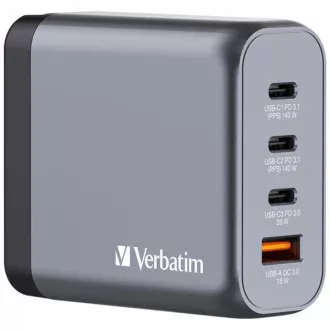 VERBATIM GaN Nabíjačka do siete GNC-200, 200W, 3x USB-C, 1x USB