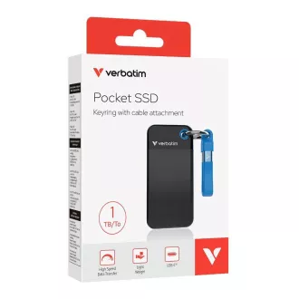 VERBATIM externý SSD 1TB Pocket USB3.2 Gen 2, čierna/modrá
