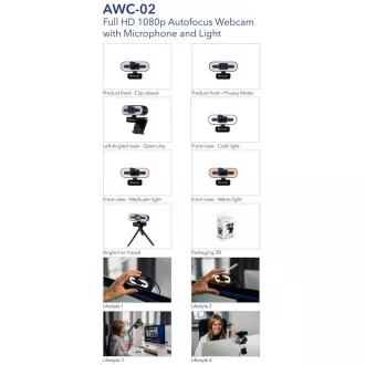 VERBATIM WebCam AWC-02 Full HD 1080p Autofocus, Microphon, Light